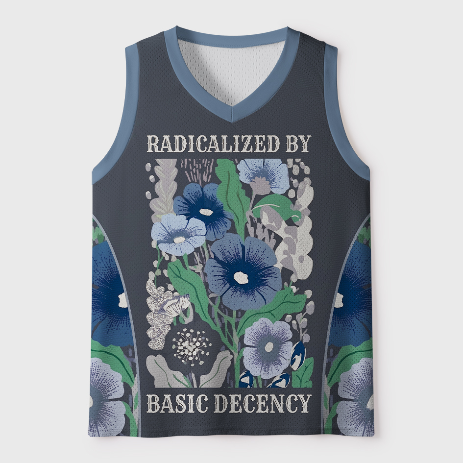 Tokyo-Tiger Radicalized By Basic Decency Blue Floral Mesh Tank Top Sale