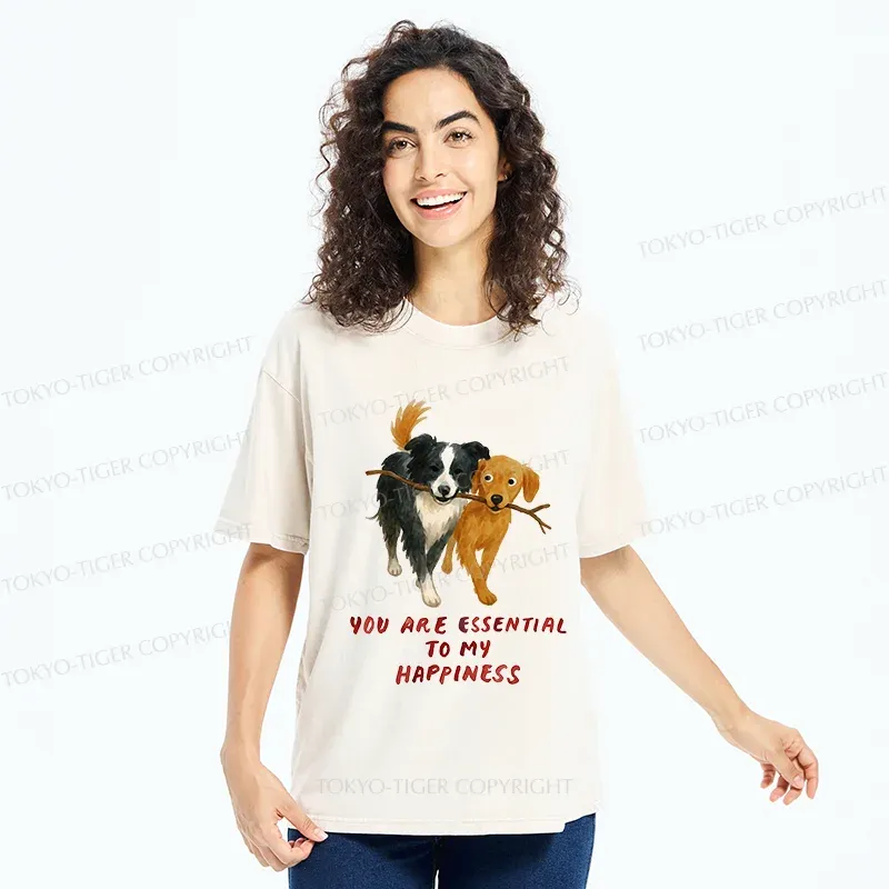 Tokyo-Tiger Dogs' Friendship Washed T-Shirt