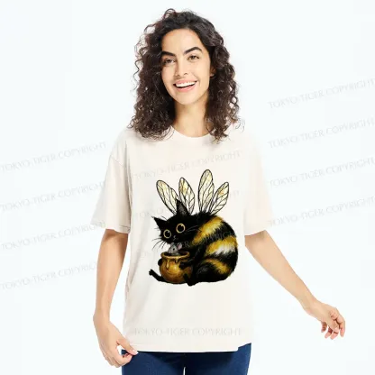 Tokyo-Tiger Cute CatBee Washed T-Shirt
