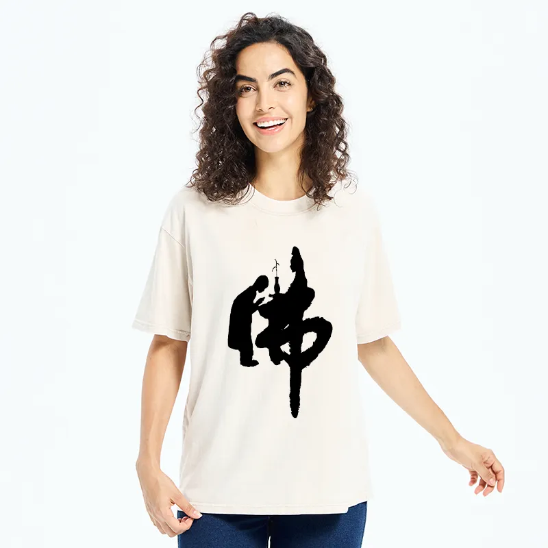 Tokyo-Tiger Buddha Kanji Washed T-Shirt