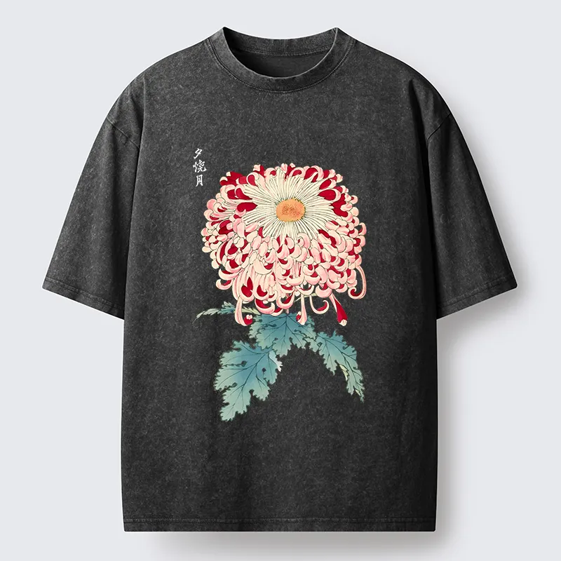 Tokyo‑Tiger Vintage Chrysanthemum Art Washed T‑Shirt Sale