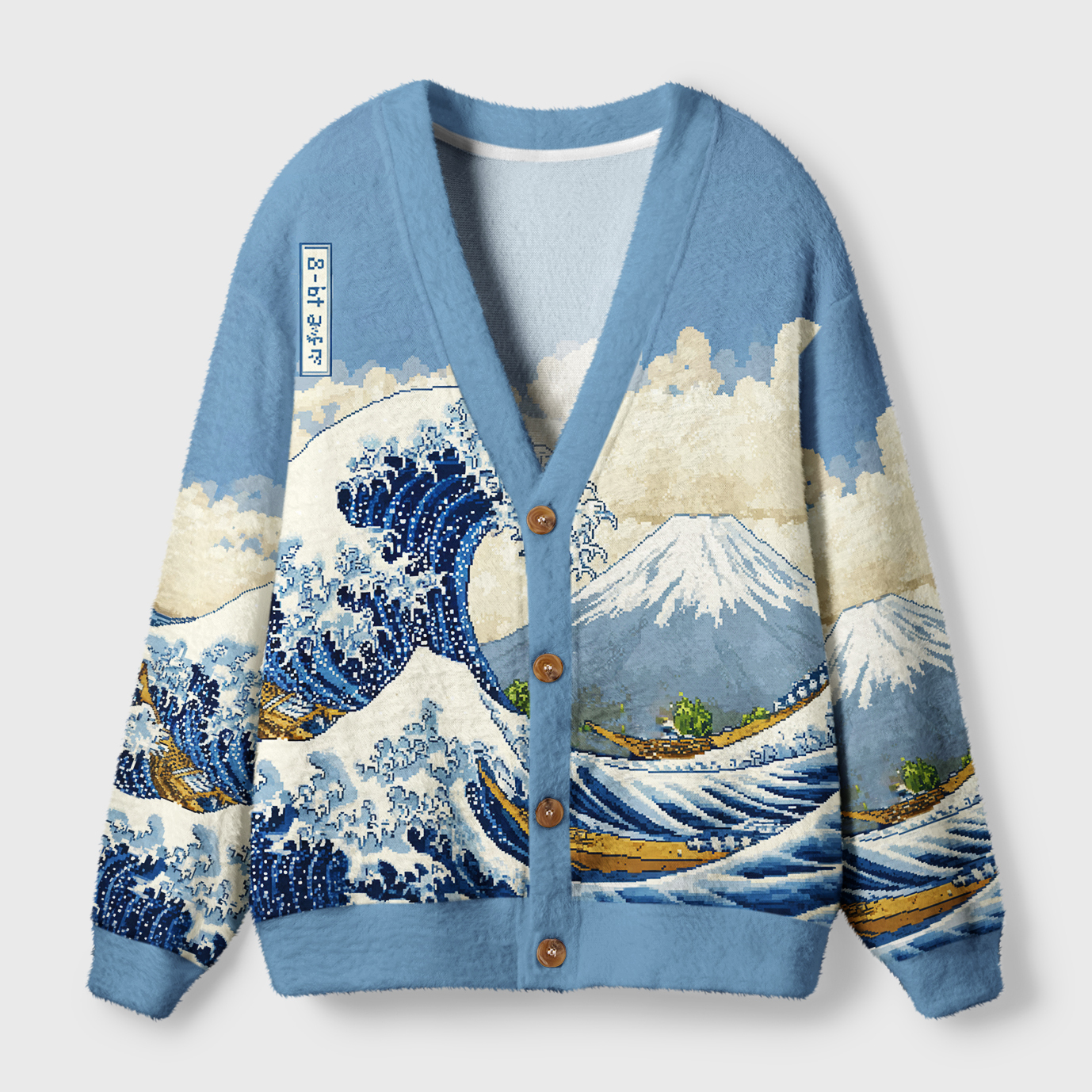 Tokyo-Tiger Cartoon Ukiyo-e Waves Ugly Cardigan Sweater Sale