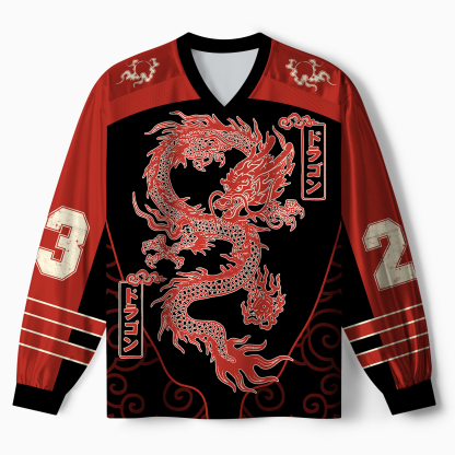 Tokyo-Tiger Auspicious Dragon Cloud Paneled Long Sleeve Jersey
