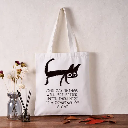 Tokyo-Tiger Cat Cheer Up Drawing Tote Bag