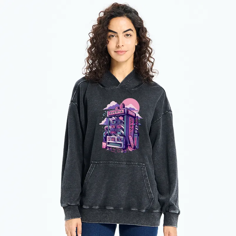 Tokyo-Tiger Japanese Vending Machines Washed Hoodie