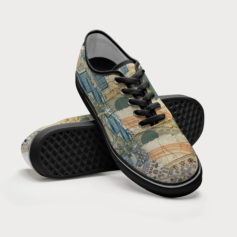 Tokyo-Tiger Old Tokyo Maps Canvas Shoes