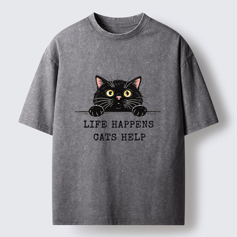 Tokyo-Tiger Cat Brings Solace To Life Washed T-Shirt