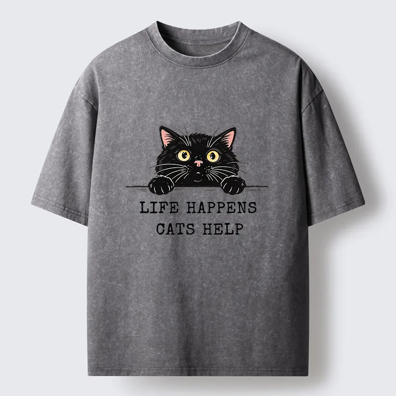 Tokyo-Tiger Cat Brings Solace To Life Washed T-Shirt