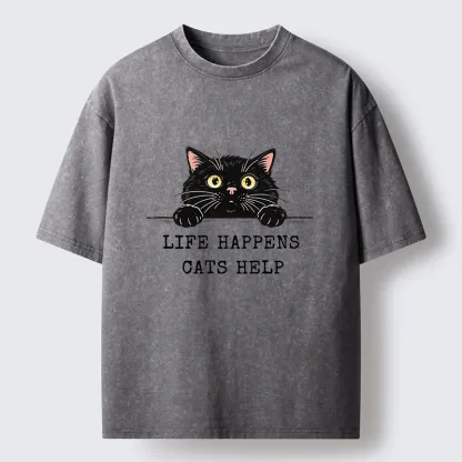 Tokyo-Tiger Cat Brings Solace To Life Washed T-Shirt
