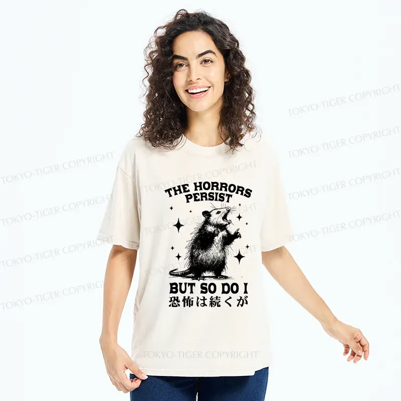Tokyo-Tiger Possum Suffering Terror Washed T-Shirt
