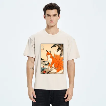 Tokyo-Tiger Mystical Nine Tails Fox Washed T-Shirt