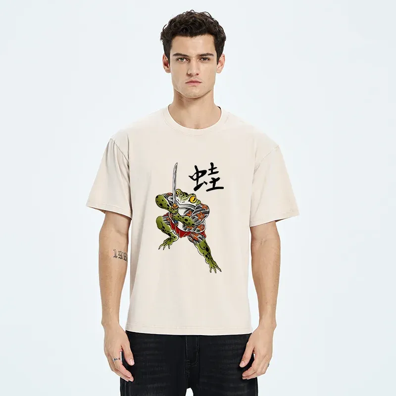 Tokyo-Tiger Scary Frog Samurai Washed T-Shirt