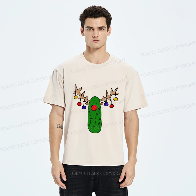 Tokyo-Tiger Christmas Of Pickles Washed T-Shirt