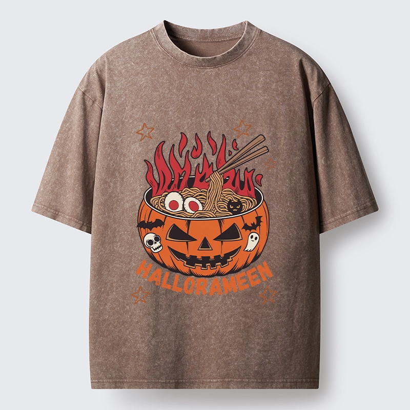 Tokyo‑Tiger Spooky Ramen Bowl Washed T‑Shirt