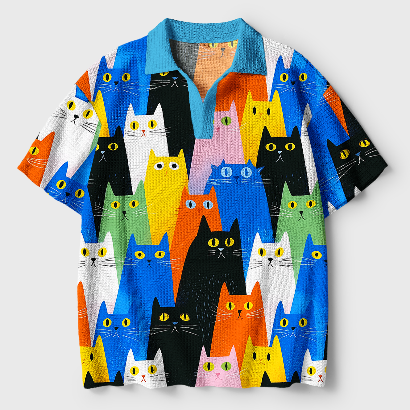 Tokyo-Tiger Colorful Cat Parade Crochet Polo Shirt 