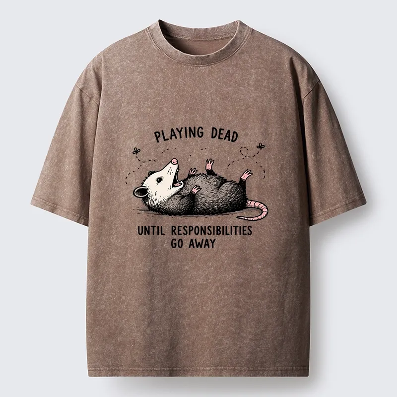 Tokyo‑Tiger Funny Playing Dead Washed T‑Shirt