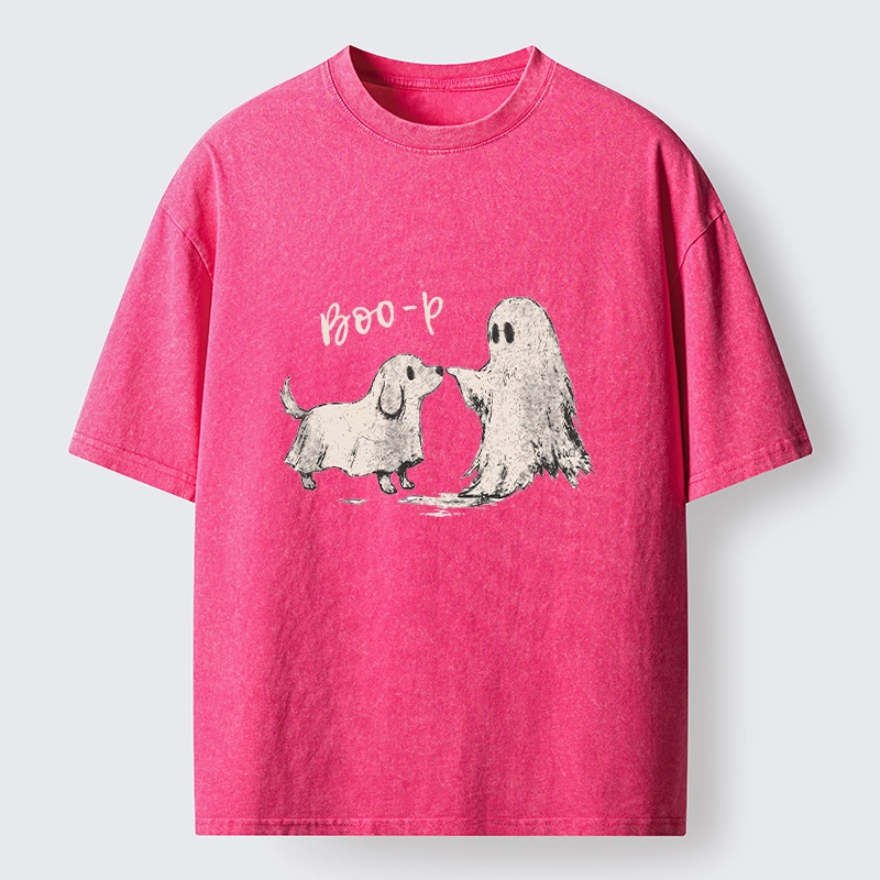 Tokyo-Tiger Funny Ghost Puppy Boo Washed T-Shirt