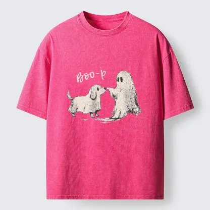 Tokyo-Tiger Funny Ghost Puppy Boo Washed T-Shirt