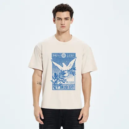 Tokyo-Tiger Dove Of Peace Vintage Stamp Washed T-Shirt