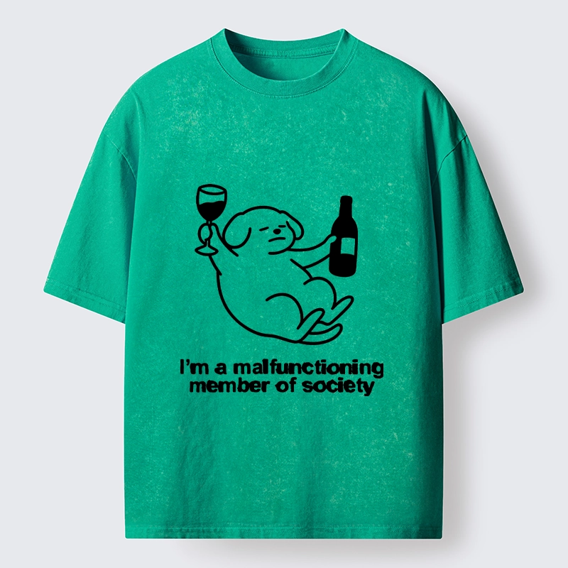 Tokyo‑Tiger Silly Wine Dog Vibe Washed T‑Shirt