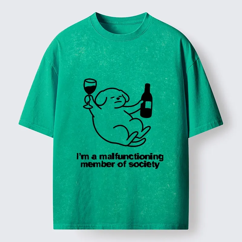 Tokyo‑Tiger Silly Wine Dog Vibe Washed T‑Shirt