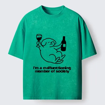 Tokyo‑Tiger Silly Wine Dog Vibe Washed T‑Shirt