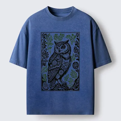 Tokyo-Tiger Vintage Owl Art Washed T-Shirt