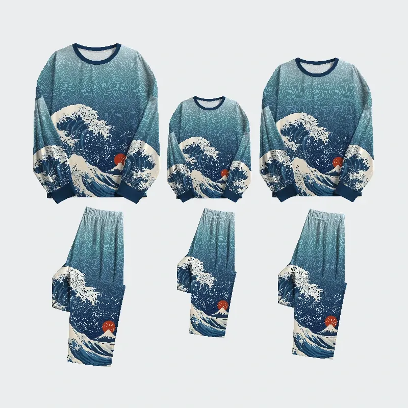 Tokyo-Tiger The Great Wave Off Fuji Family Pajama Sets