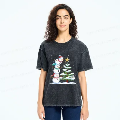 Tokyo-Tiger Christmas Snowman Washed T-Shirt
