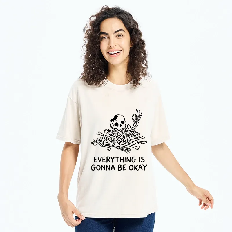 Tokyo‑Tiger Funny Skeleton Vibe Washed T‑Shirt