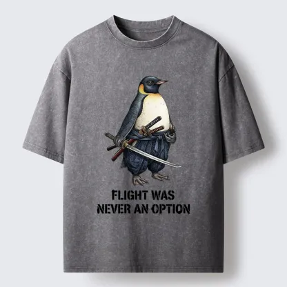 Tokyo-Tiger Funny Warrior Penguin With Sword Meme Washed T-Shirt