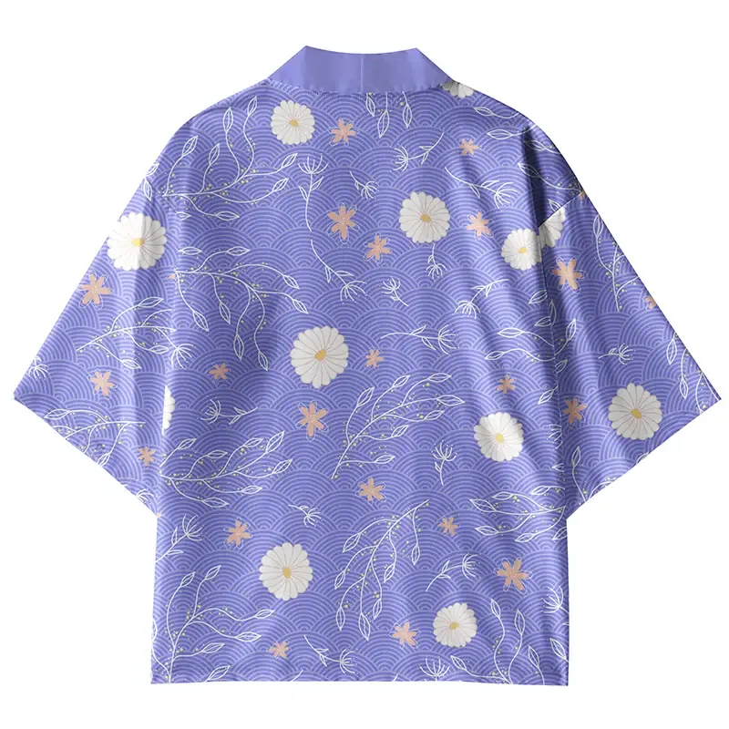 Tokyo-Tiger Wavy Marguerite Daisy Kimono Cardigan