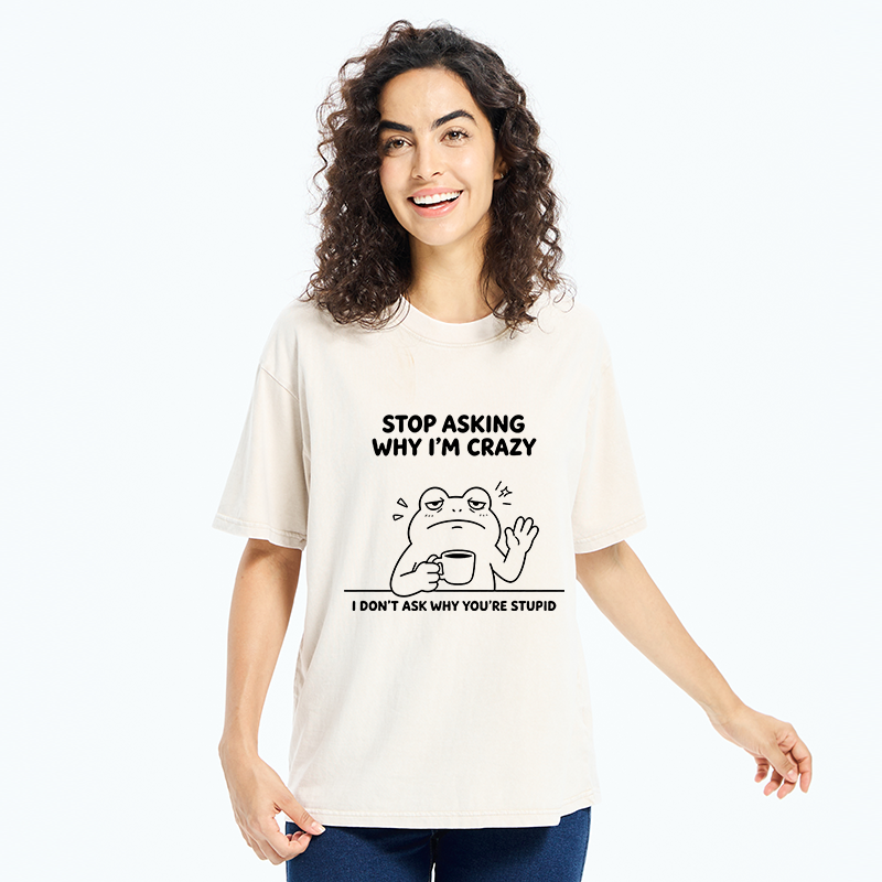 Tokyo-Tiger Mad Coffee Frog Meme Washed T-Shirt