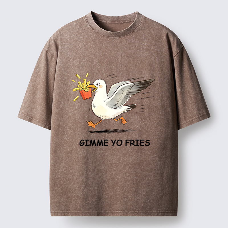 Tokyo-Tiger Funny Seagull Fries Meme Washed T-Shirt