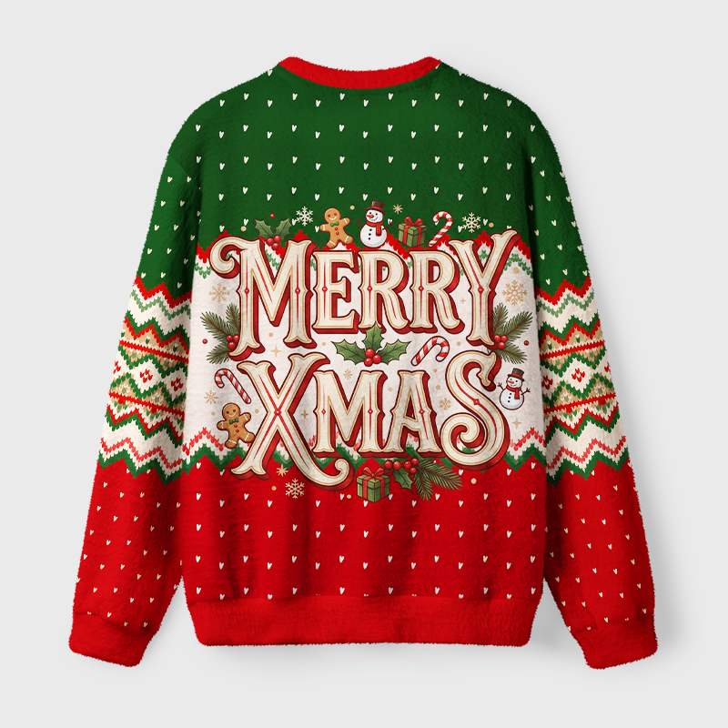 Tokyo-Tiger Santa's Little Baker Cat Fuzzy Christmas Ugly Sweatshirt