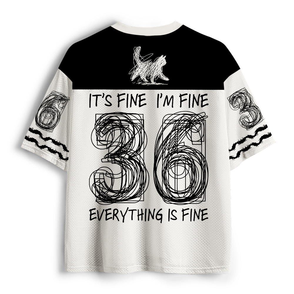 Tokyo-Tiger It's Fine I'm Fine Funny Mental Health Cat Mesh Jersey