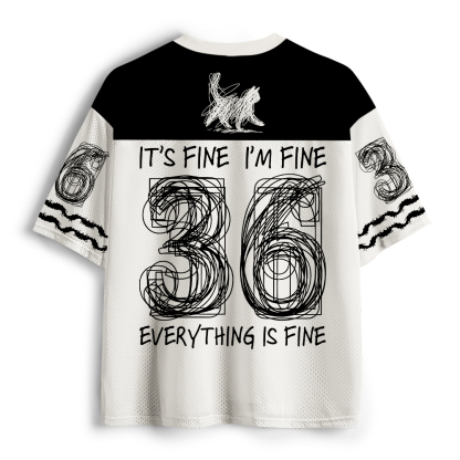 Tokyo-Tiger It's Fine I'm Fine Funny Mental Health Cat Mesh Jersey