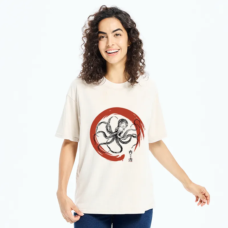 Tokyo-Tiger Zen Octopus Washed T-Shirt