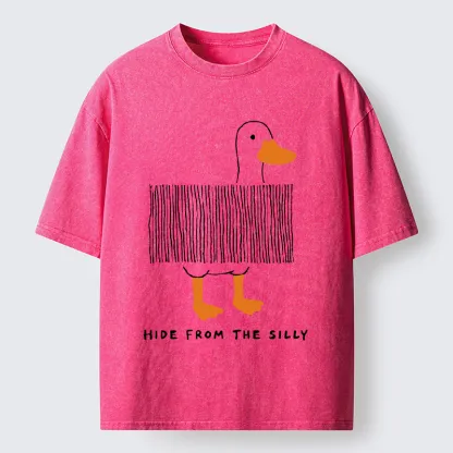 Tokyo-Tiger Funny Hiding Goose Meme Washed T-Shirt