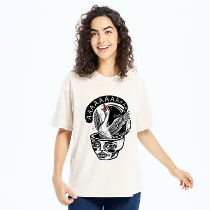 Tokyo-Tiger Weird Meme Screaming Wild Goose Graphic Washed T-Shirt