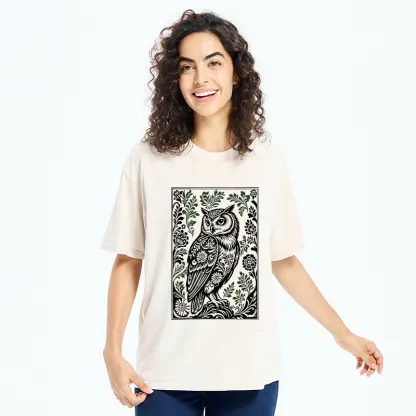 Tokyo-Tiger Vintage Owl Art Washed T-Shirt