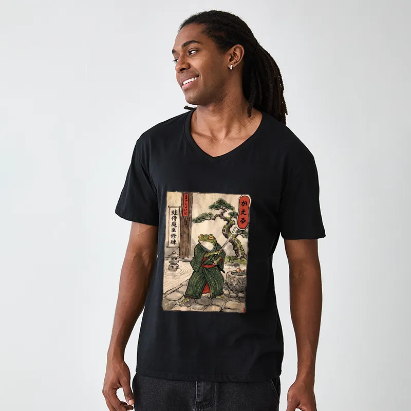 Tokyo-Tiger Samurai Frog Training V-Neck Classic T-Shirt
