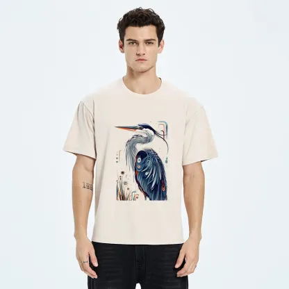 Tokyo-Tiger Stylish Blue Heron Washed T-Shirt