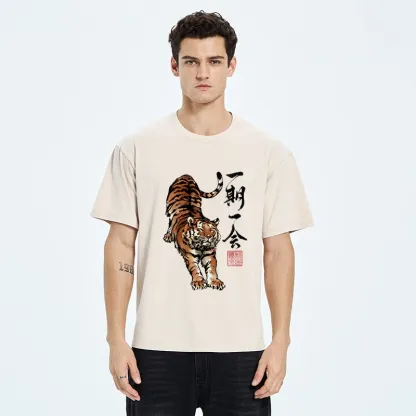 Tokyo-Tiger Japanese Ink Tiger Art Washed T-Shirt