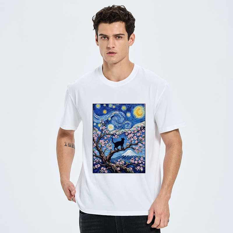 Tokyo-Tiger Van Gogh Style Cat With Mount Fuji Classic T-Shirt