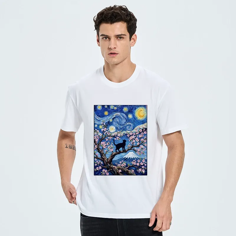 Tokyo-Tiger Van Gogh Style Cat With Mount Fuji Classic T-Shirt