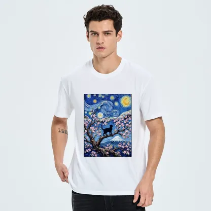 Tokyo-Tiger Van Gogh Style Cat With Mount Fuji Classic T-Shirt