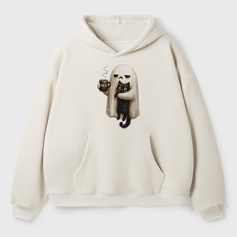 Tokyo-Tiger Ghost Cat Coffee Mood Adult Fleece Hoodie