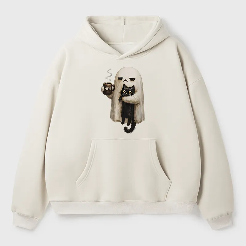Tokyo-Tiger Ghost Cat Coffee Mood Adult Fleece Hoodie