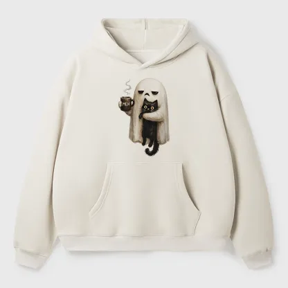 Tokyo-Tiger Ghost Cat Coffee Mood Adult Fleece Hoodie